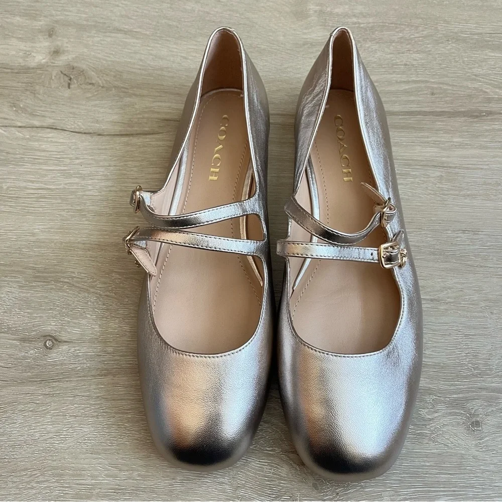 Coach Whitley Mary Jane Ballet Flats Rose Gold SZ 9.5 NWOT - Picture 3 of 8